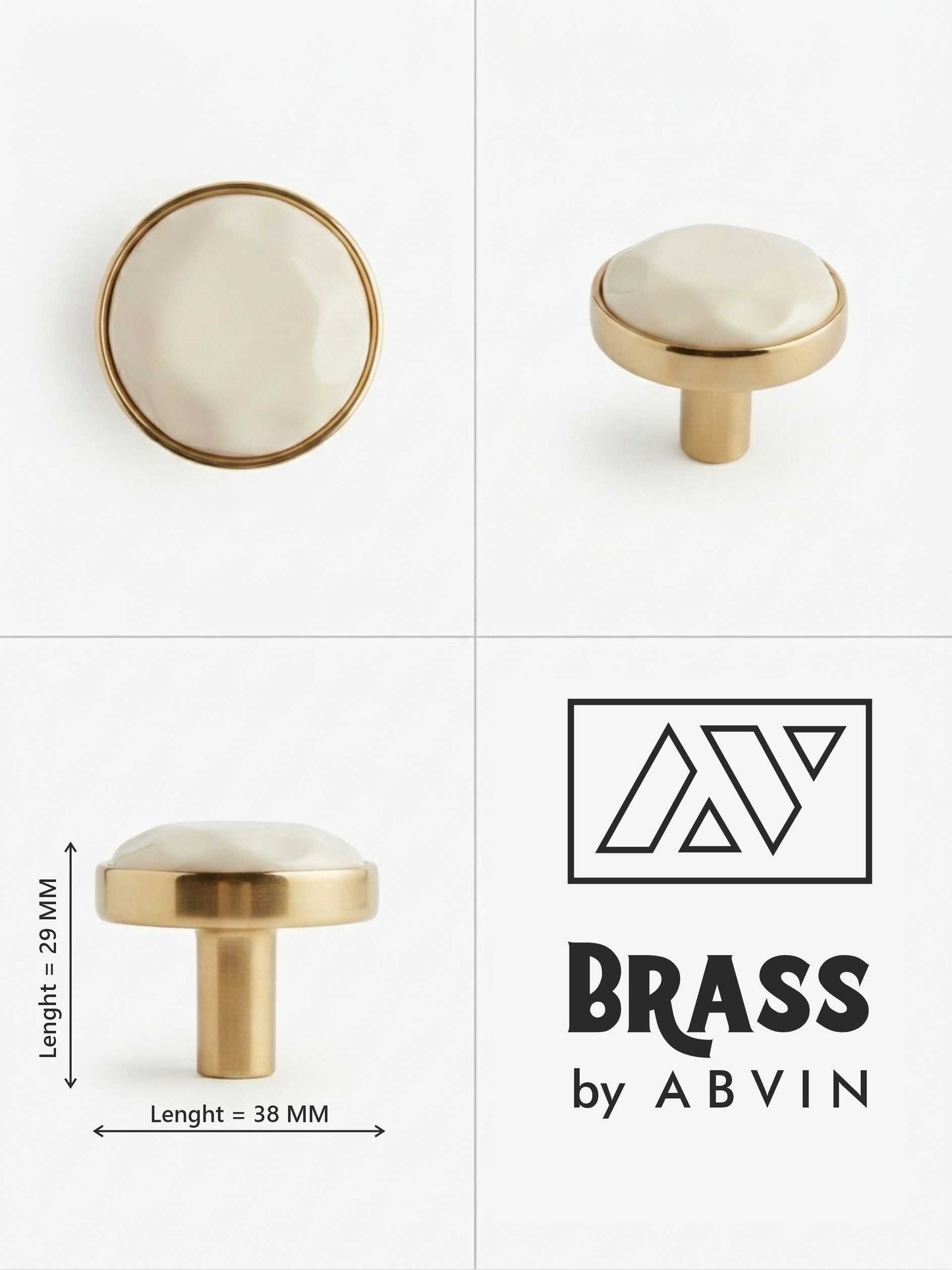 Gold Brass Marble handles Unique Cabinet Beautiful Decorative Dresser Drawer Knobs and Pulls - 1 pcs