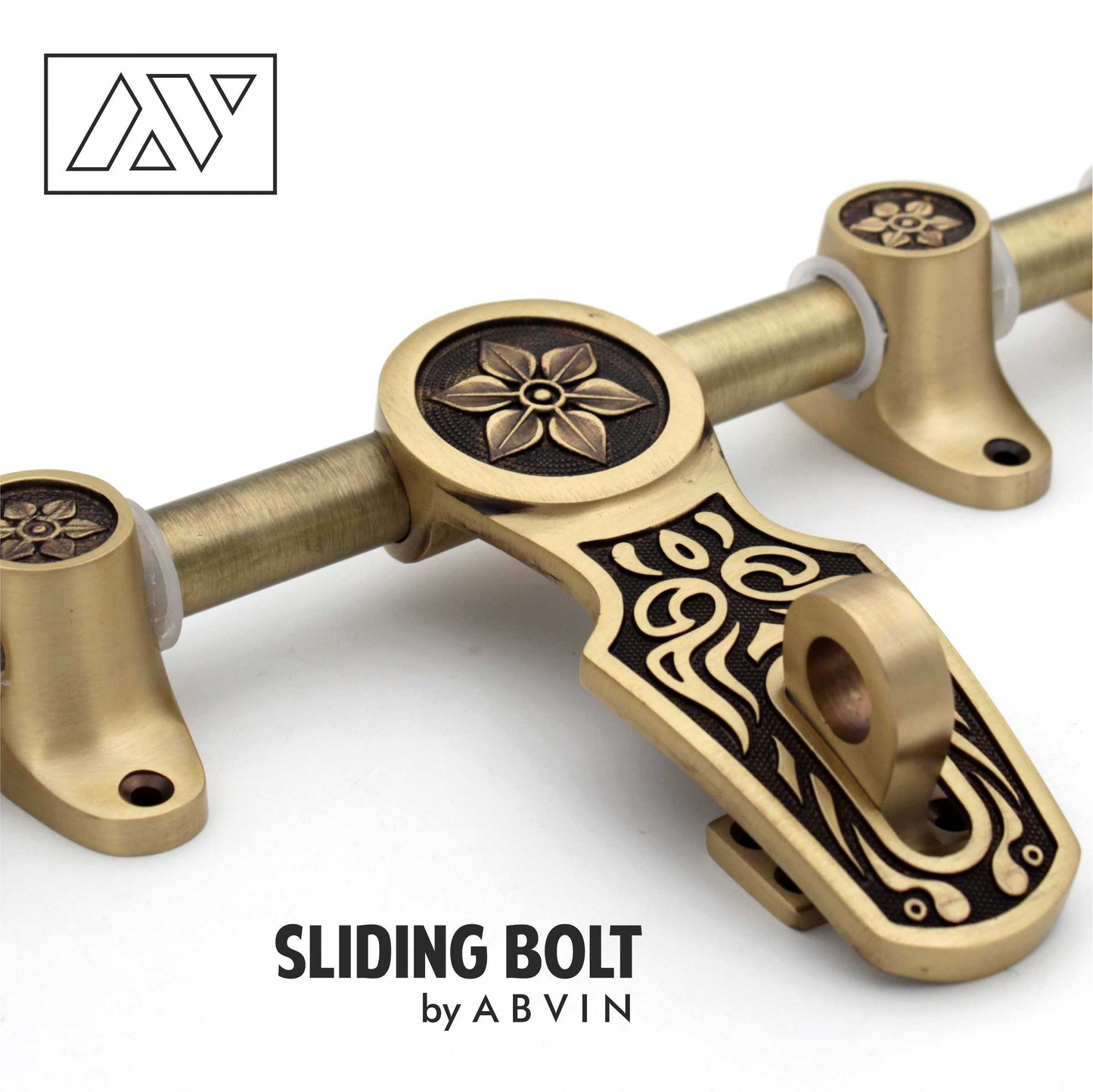 Main Door 14" Brass Aldrop – 100% Handmade Solid Brass Latch, Brass Sliding Door Bolt - 1 set