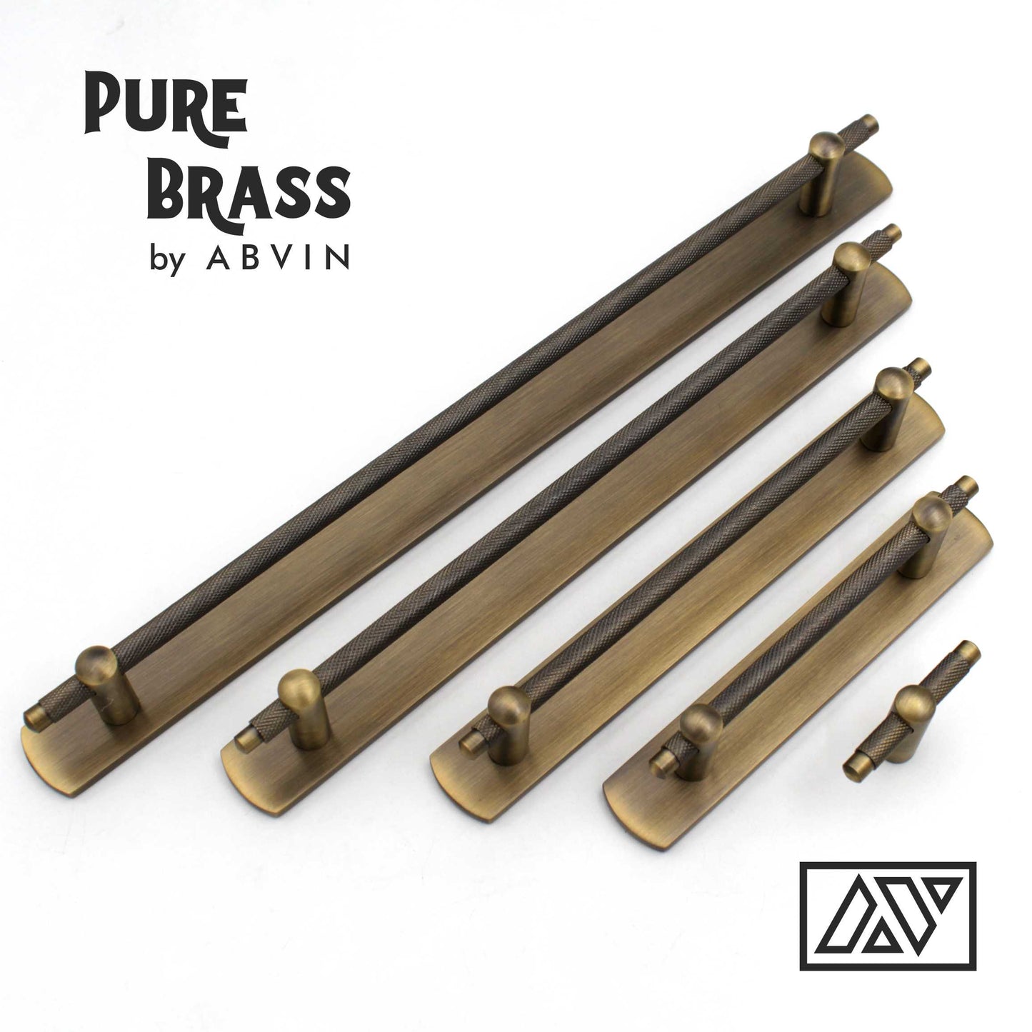 Brushed Solid Brass Bar base plate Handles: Modern Cabinet Hardware