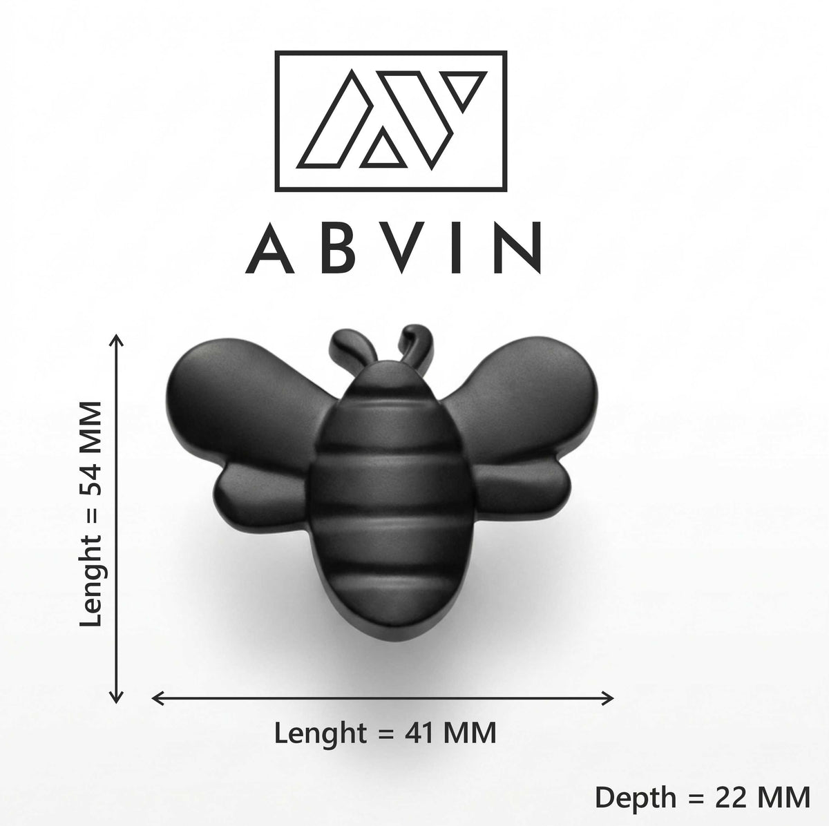 Matt Black Bee Cabinet Knob – Decorative Insect-Shaped Drawer Pull
