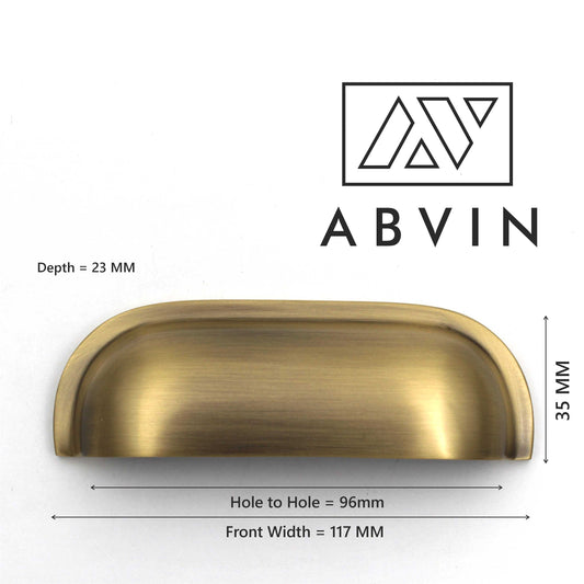 ABVIN Brass Antique Classical Cup Pulls Cabinet Handles for Hardware Cabinets, Cupboards and Drawers - 1 pcs