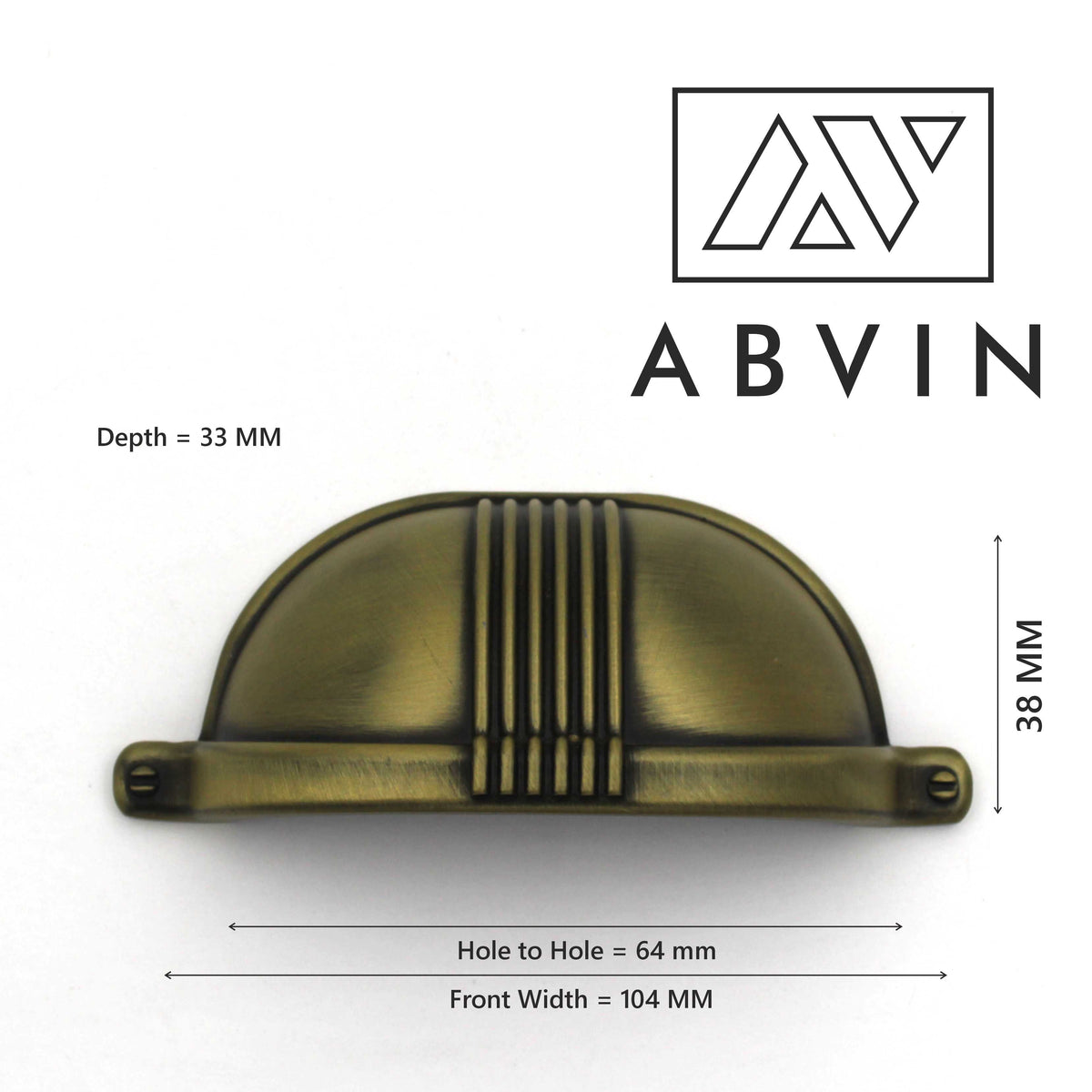ABVIN Linning Antique Gold Modern Cup Pulls Cabinet Handles for Hardware Cabinets, Cupboards and Drawers - 1 pcs