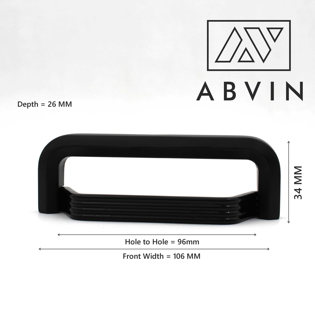 ABVIN Linning Dual Black Modern Cup Pulls Cabinet Handles for Hardware Cabinets, Cupboards and Drawers - 1 pcs