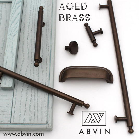 Premium Aged Brass Bar Handle – Solid Brass Cabinet Pull for Drawers & Cupboards