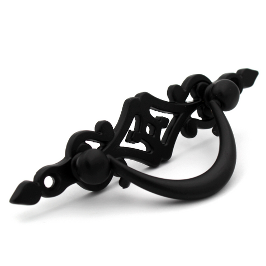 ABVIN Matt Black Drop Pull Antique Carving Drop Pulls Vintage Antique Old Drawer Unique Cabinet Beautiful Drawer Knobs Decorative Dresser Drawer Pulls - Antique - 1 Pcs