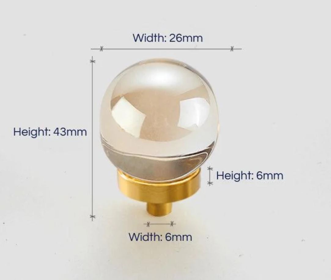 Ball Crystal Knobs Pulls Champagne Handles Transparent Wardrobe Dresser Drawer Furniture Hardware (1 pcs)