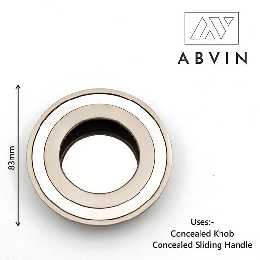 ABVIN Round Chrome Matt Concealed Sliding Door Handle and Drawer Handles, Door Handle and Concealed Door Pull Handle, Handles for Sliding wardrobes (1 Pcs)