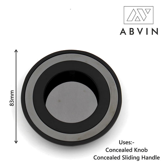 ABVIN Round Black Concealed Sliding Door Handle and Drawer Handles, Door Handle and Concealed Door Pull Handle, Handles for Sliding wardrobes (1 Pcs)