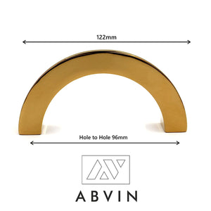 ABVIN 4.8" Semi Circle PVD Gold Unique Cabinet Beautiful Drawer Knobs, Decorative Dresser Drawer Pulls - 1 Half Piece