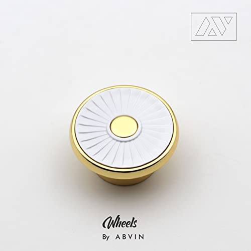 ABVIN White Golden Drawer Knobs ABVIN011 - Unique Cabinet Pulls, Beautiful Drawer Knobs, Decorative Knobs, Dresser Knobs, Drawer Pulls, Knobs and Pulls - 1 Pcs