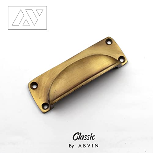 ABVIN Rectangle Cup Pulls Vintage Unique Cabinet Beautiful Drawer Decorative Dresser Knobs Pulls - Antique Finish - 1 Pcs