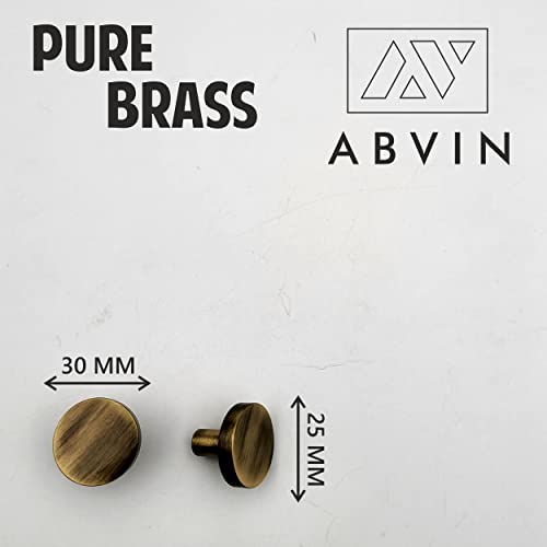 ABVIN Solid Brass Antique Round Knobs Cabinet Beautiful Decorative Dresser Knobs Drawer Pulls - ABVIN002 - Antique Finish - 1 Pcs