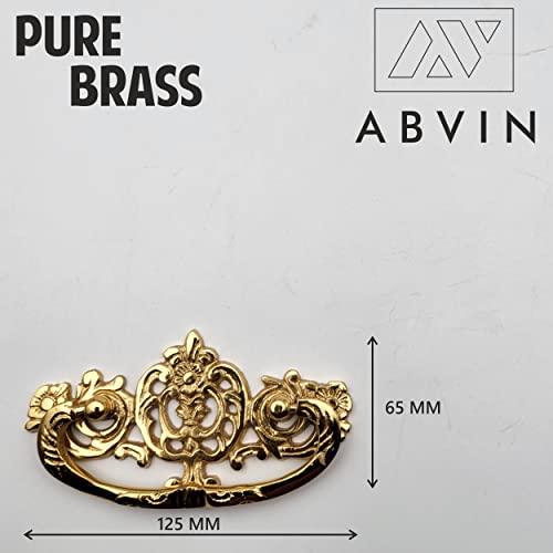 ABVIN Golden Carving Drop Pulls Vintage Antique Old Drawer Unique Cabinet Beautiful Drawer Knobs Decorative Dresser Drawer Pulls- Golden Finish - 1 Pcs