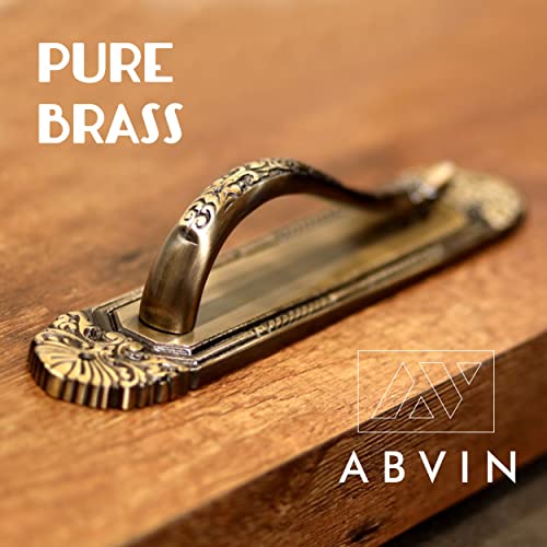 Vintage Brass Plate Door Handles with Carving