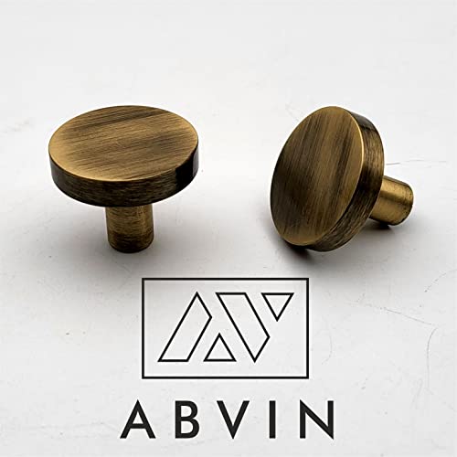 ABVIN Solid Brass Antique Round Knobs Cabinet Beautiful Decorative Dresser Knobs Drawer Pulls - ABVIN002 - Antique Finish - 1 Pcs