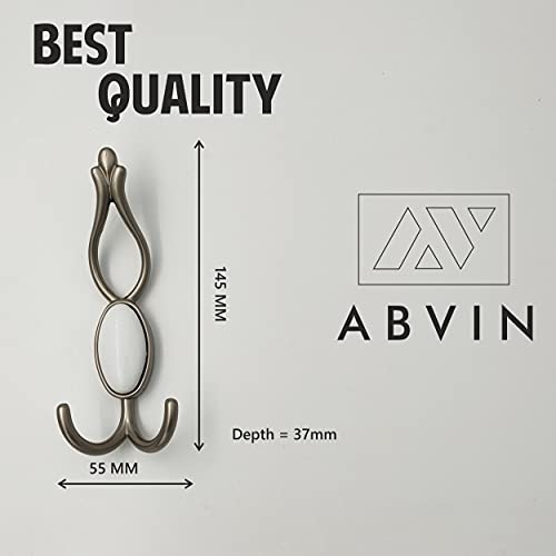 ABVIN - Premium White Stone Bathroom Cloth Hooks Hanger Door Wall Robe Hooks Rail for Hanging Keys, Clothes, Towel - 1Pcs (Silver)