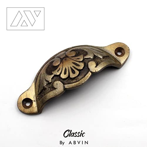 ABVIN Cup Carving Pulls Vintage Unique Cabinet Beautiful Drawer Decorative Dresser Knobs Pulls - Antique Finish - 1 Pcs