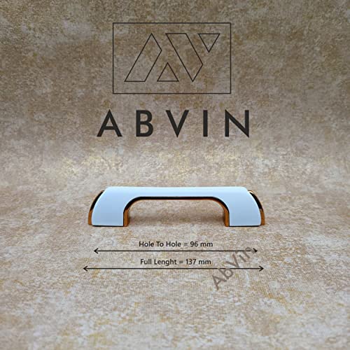 ABVIN Premium White Gold Bar Handles, Modern Gold Cabinet Hardware, Furniture Pulls for Doors, Cabinets, Cupboards & Drawers ( 1 pcs )