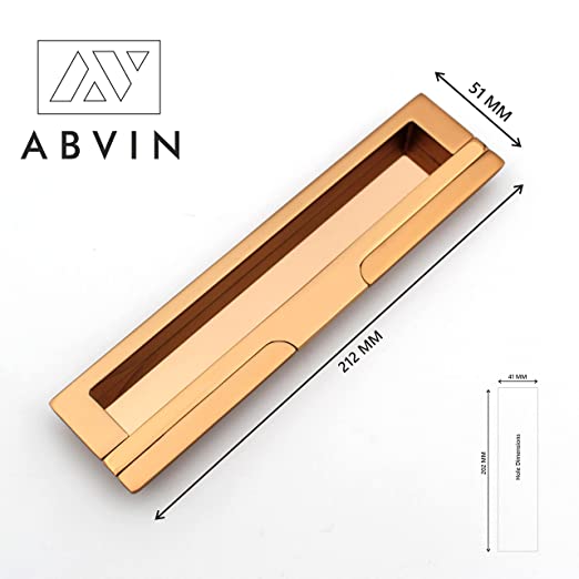 ABVIN Copper Concealed Sliding Door Handle and Concealed Door Slide Handle , Door Handle and Concealed Door Pull Handle, Drawer Handles , Handles for Sliding wardrobes ( 1 Pcs )