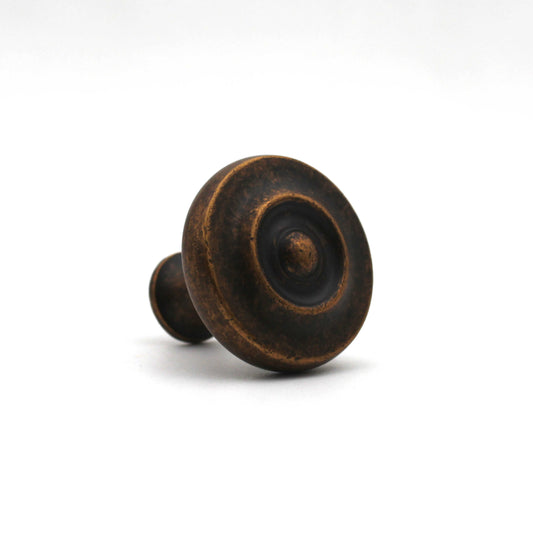 Antique Bronze Cabinet Knob – 30 mm Round Furniture Drawer Pull
