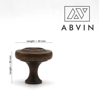 Antique Bronze Cabinet Knob – 30 mm Round Furniture Drawer Pull