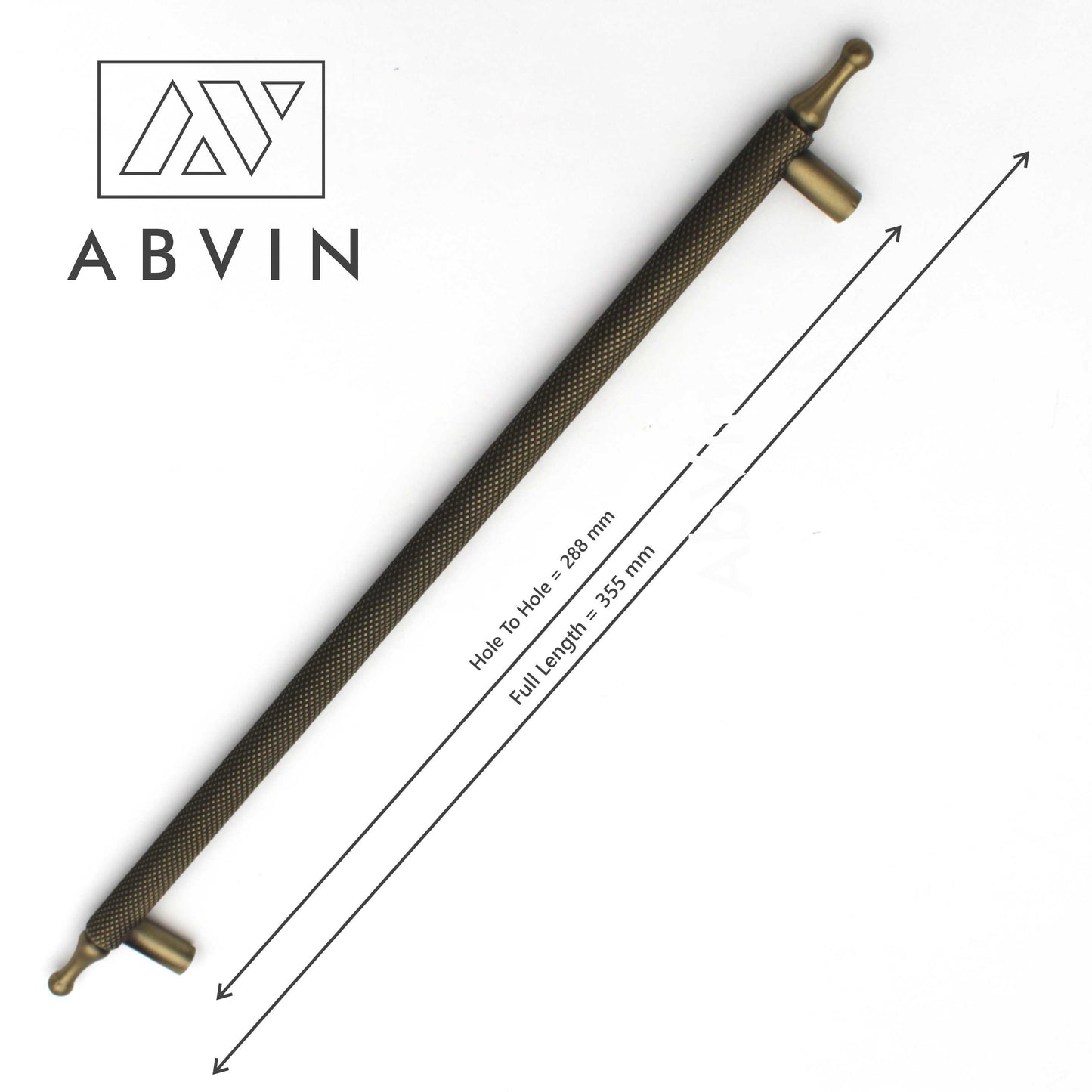 Knurled Brass Cabinet Pull Handle – Antique | Solid Bar Handle for Kitchen, Dresser, Wardrobe (1 Pc)