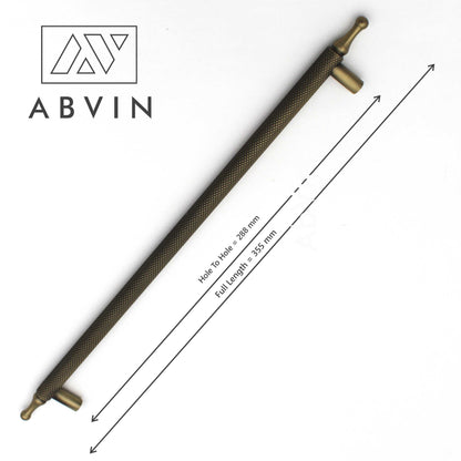 Knurled Brass Cabinet Pull Handle – Antique | Solid Bar Handle for Kitchen, Dresser, Wardrobe (1 Pc)