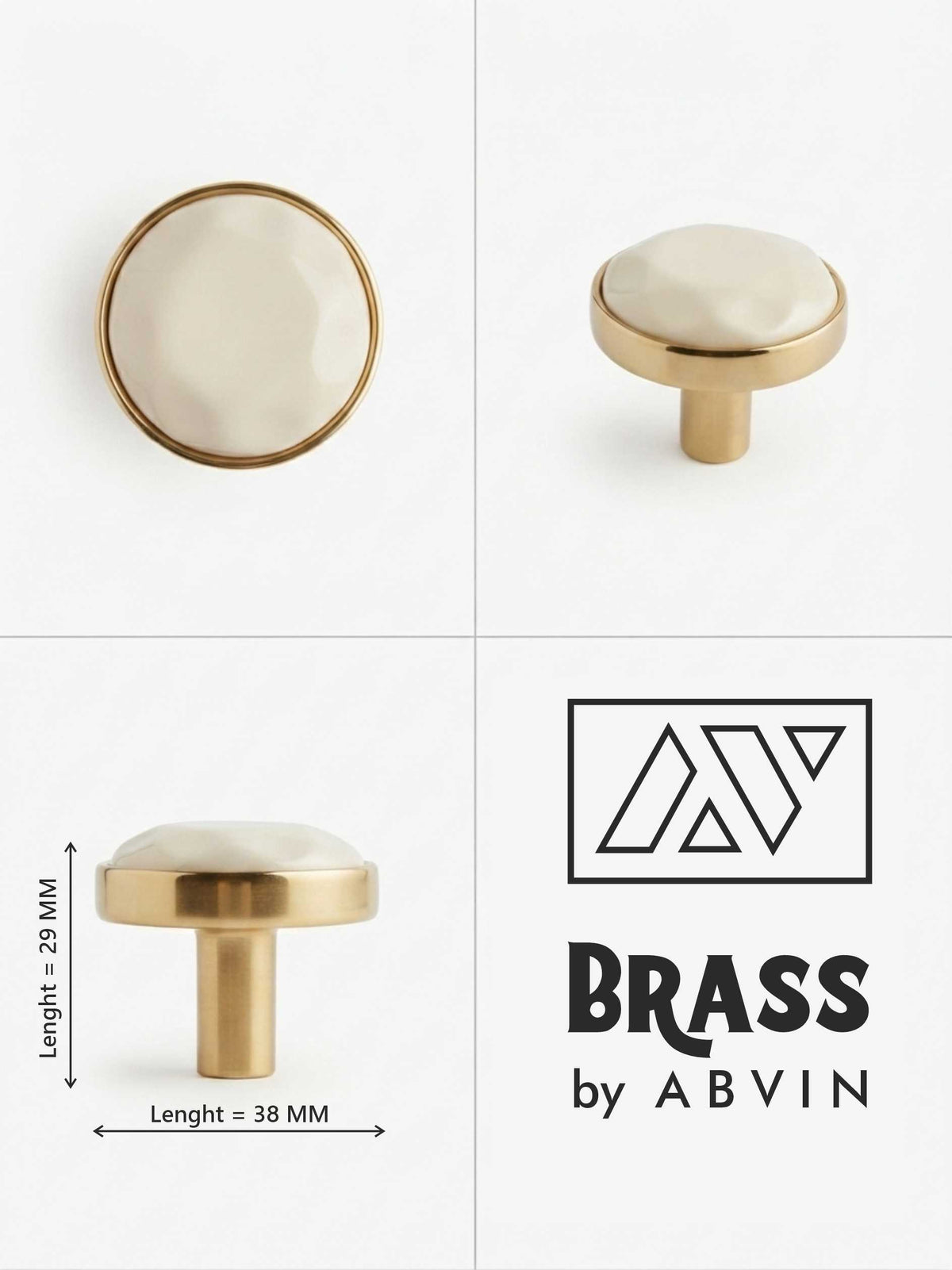 Gold Brass Marble  handles Unique Cabinet Beautiful Decorative Dresser Drawer Knobs and Pulls - 1 pcs