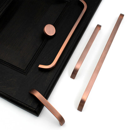 Premium Copper Thin Solid Brass Bar Handles, Modern Gold Cabinet Hardware Furniture Pulls for Doors, Cabinets, Cupboards & Drawers -1 Piece