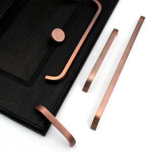 Premium Copper Thin Solid Brass Bar Handles, Modern Gold Cabinet Hardware Furniture Pulls for Doors, Cabinets, Cupboards & Drawers -1 Piece