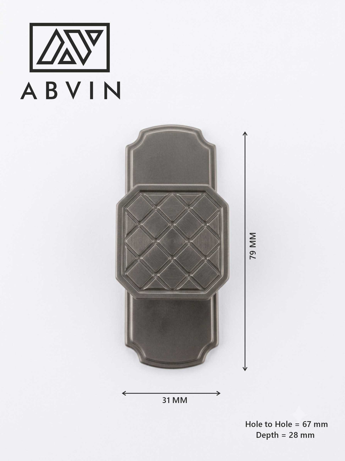 Solid Knurled Geometric Cabinet Knob with Scalloped Backplate | Grey Dresser Pull | Vintage Architectural Hardware for Kitchen & Furniture