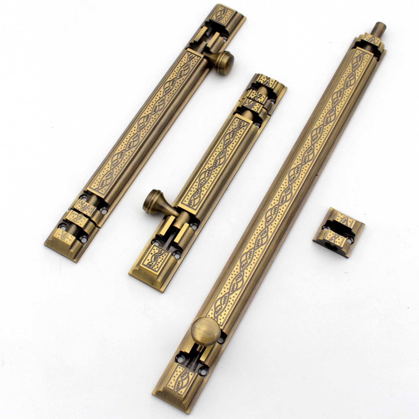 ABVIN Carving Solid Brass Antique Finish Half Round Heavy Duty Rod Tower Bolt (with Screws) - Antique Finish