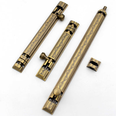 ABVIN Carving Solid Brass Antique Finish Half Round Heavy Duty Rod Tower Bolt (with Screws) - Antique Finish