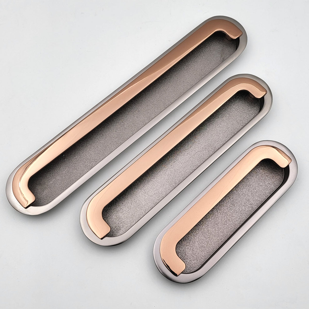 Grey Rosegold Concealed Sliding Door Handle and Concealed Door Pull Handle, Handles for Sliding wardrobes and Drawers