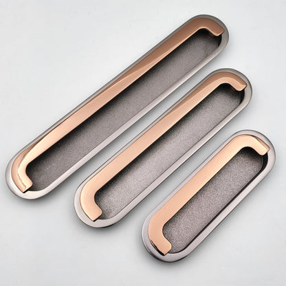 Grey Rosegold Concealed Sliding Door Handle and Concealed Door Pull Handle, Handles for Sliding wardrobes and Drawers