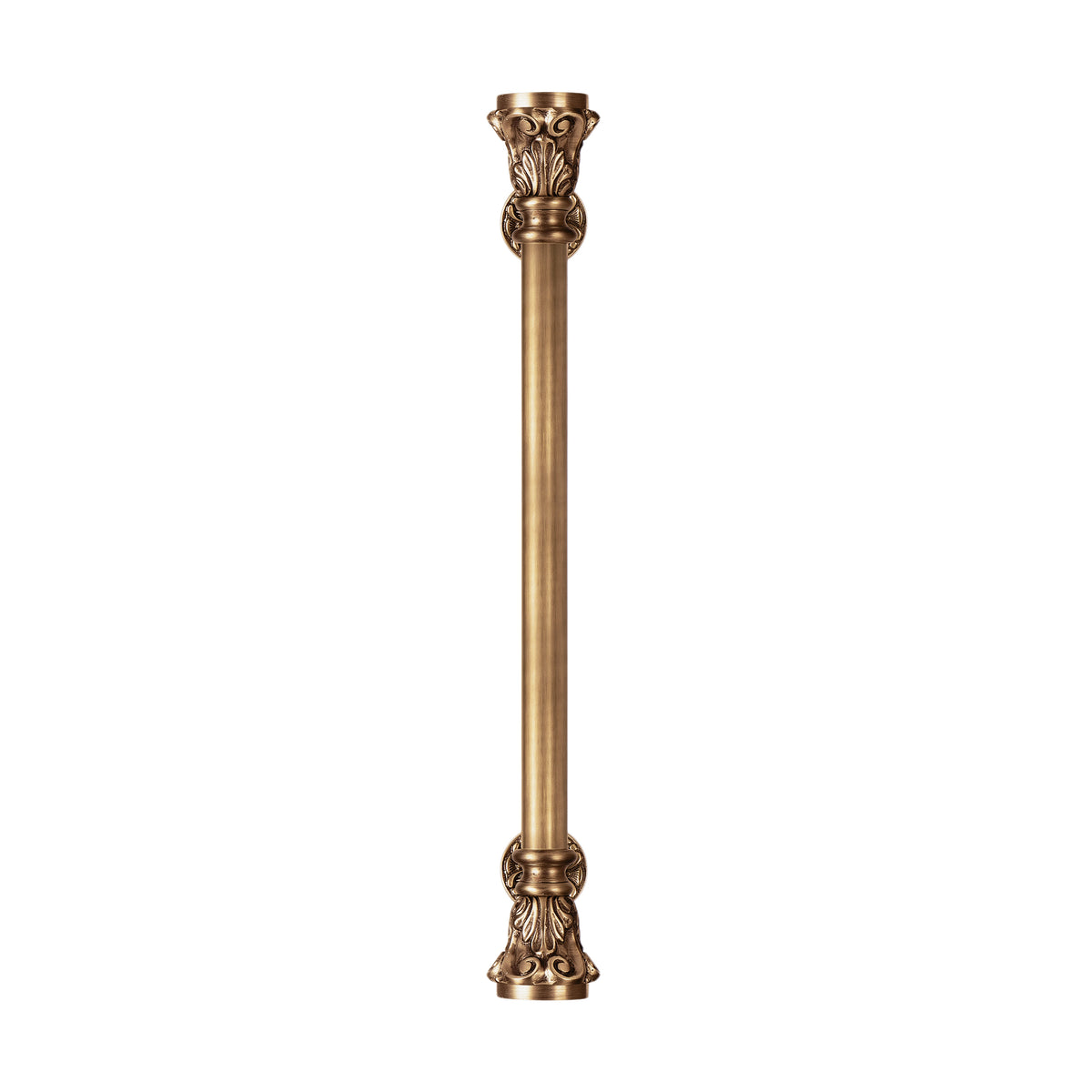 24 inch Taco Matt Antique Brass Door Handle: Ornate Entrance Hardware