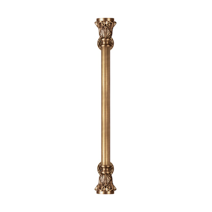 24 inch Taco Matt Antique Brass Door Handle: Ornate Entrance Hardware