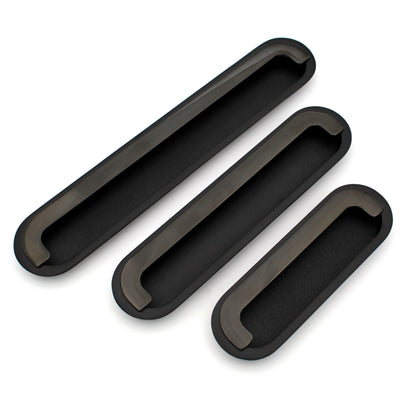 Dual Black Concealed Sliding Door Handle and Concealed Door Slide Handle , Door Handle and Concealed Door Pull Handle, Drawer Handles , Handles for Sliding wardrobes ( 1 Pcs ) (