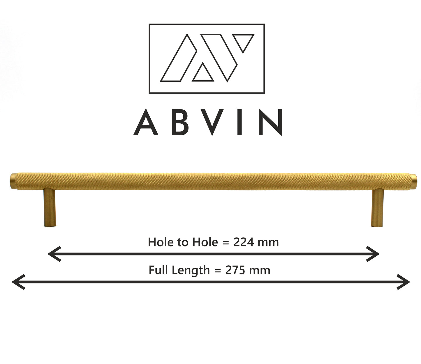 ABVIN Premium Solid Brass Knurled Cabinet Bar Pull Handles Matt Gold Furniture Hardware Drawers Kitchens Cupboard Door