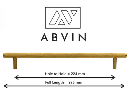 ABVIN Premium Solid Brass Knurled Cabinet Bar Pull Handles Matt Gold Furniture Hardware Drawers Kitchens Cupboard Door