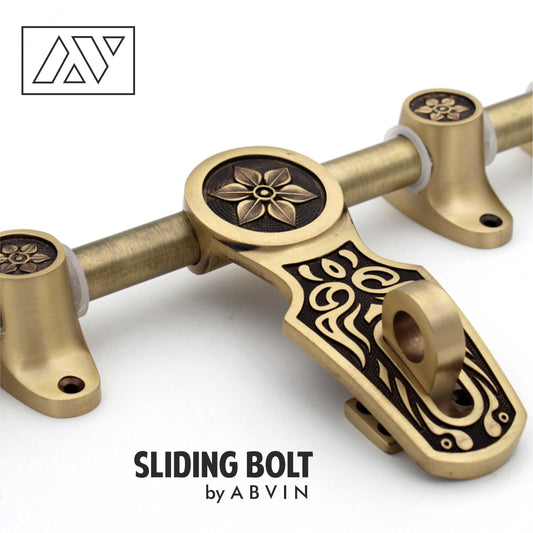 Main Door  14" Brass Aldrop  – 100% Handmade Solid Brass Latch, Brass Sliding Door Bolt - 1 set