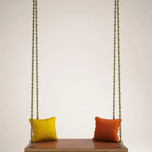 Handcrafted Solid Wood Indian Swing with Brass Chain