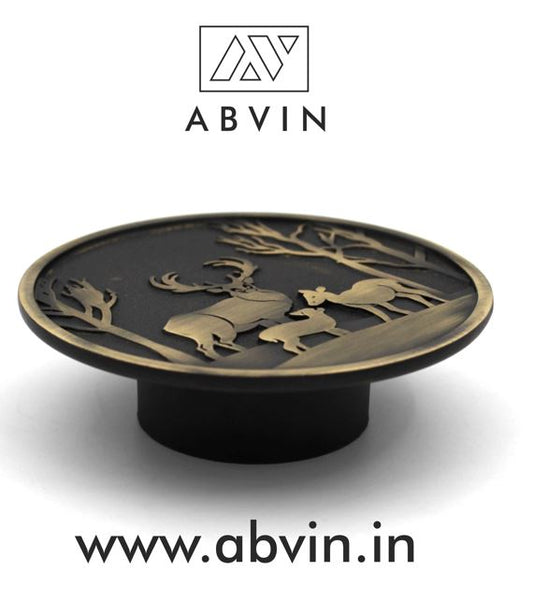 Premium Large Round Deer Family Knobs Unique Cabinet Beautiful Drawer  Decorative  Dresser Knobs Drawer Pulls - 1  piece