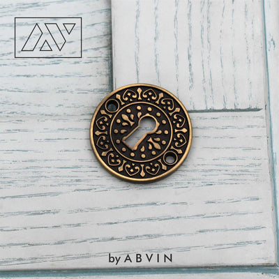 Round Antique Finish Keyhole with Design, Key Hole for Lock - 1 pcs