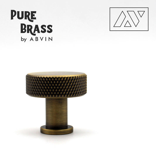 ABVIN Premium Brass Antique Knurled Knobs Handles, Furniture Pulls Cabinets Cupboards Drawers knob (1 pcs)