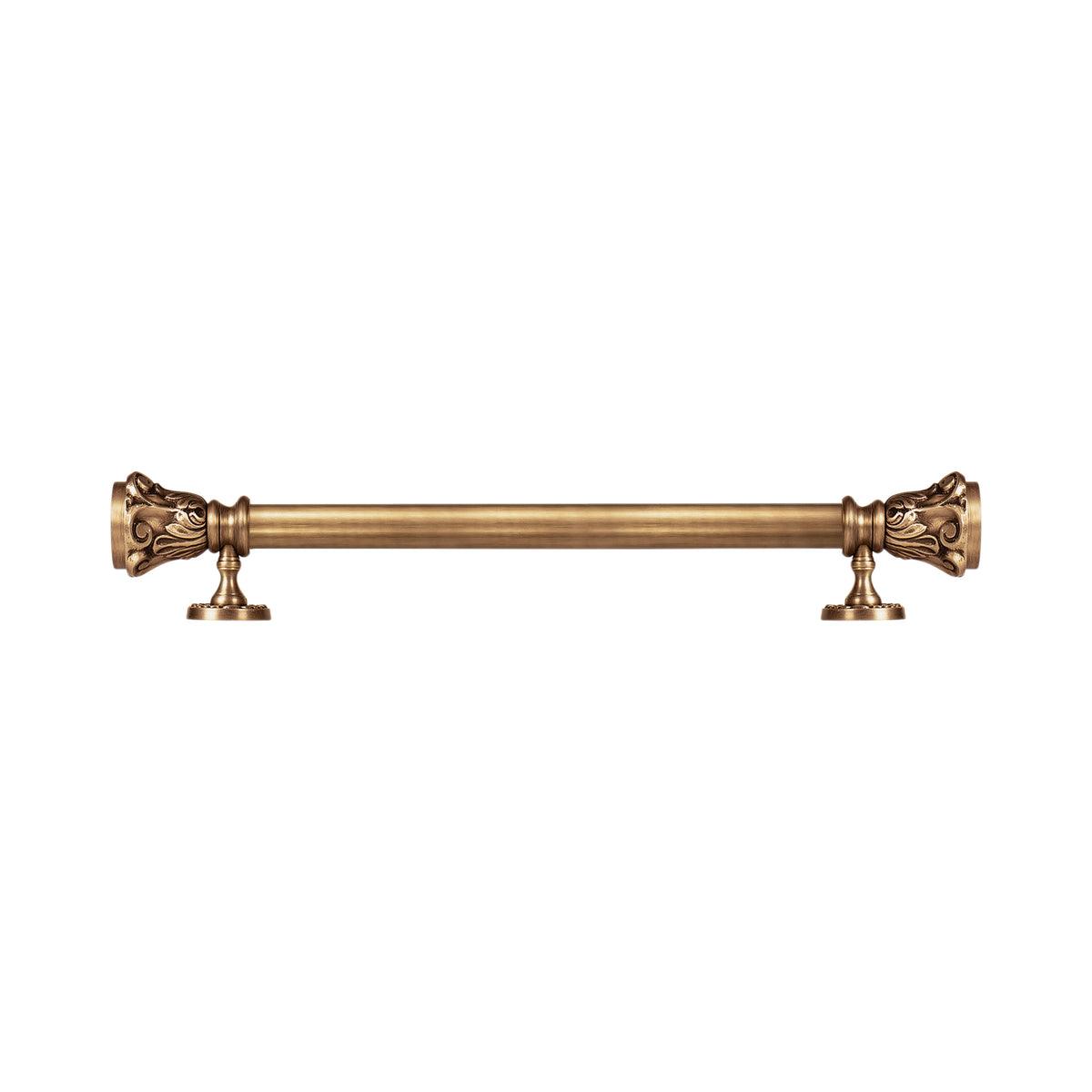 24 inch Taco Matt Antique Brass Door Handle: Ornate Entrance Hardware