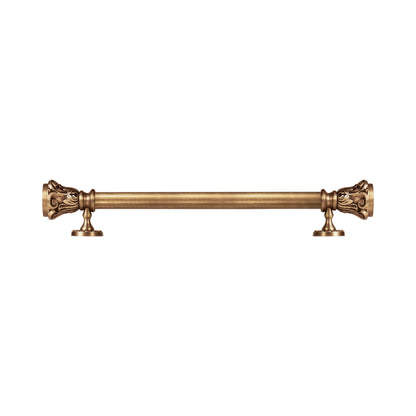 24 inch Taco Matt Antique Brass Door Handle: Ornate Entrance Hardware