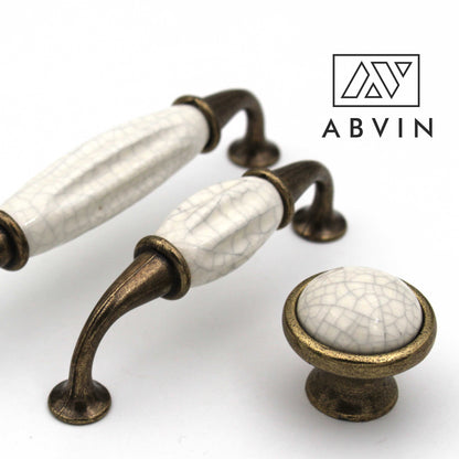 Solid Ceramic Antique Finish Cabinet Pull Handle – Brass Antique Finish | Modern Bar Handle for Kitchen, Drawer & Wardrobe (1 Pc)
