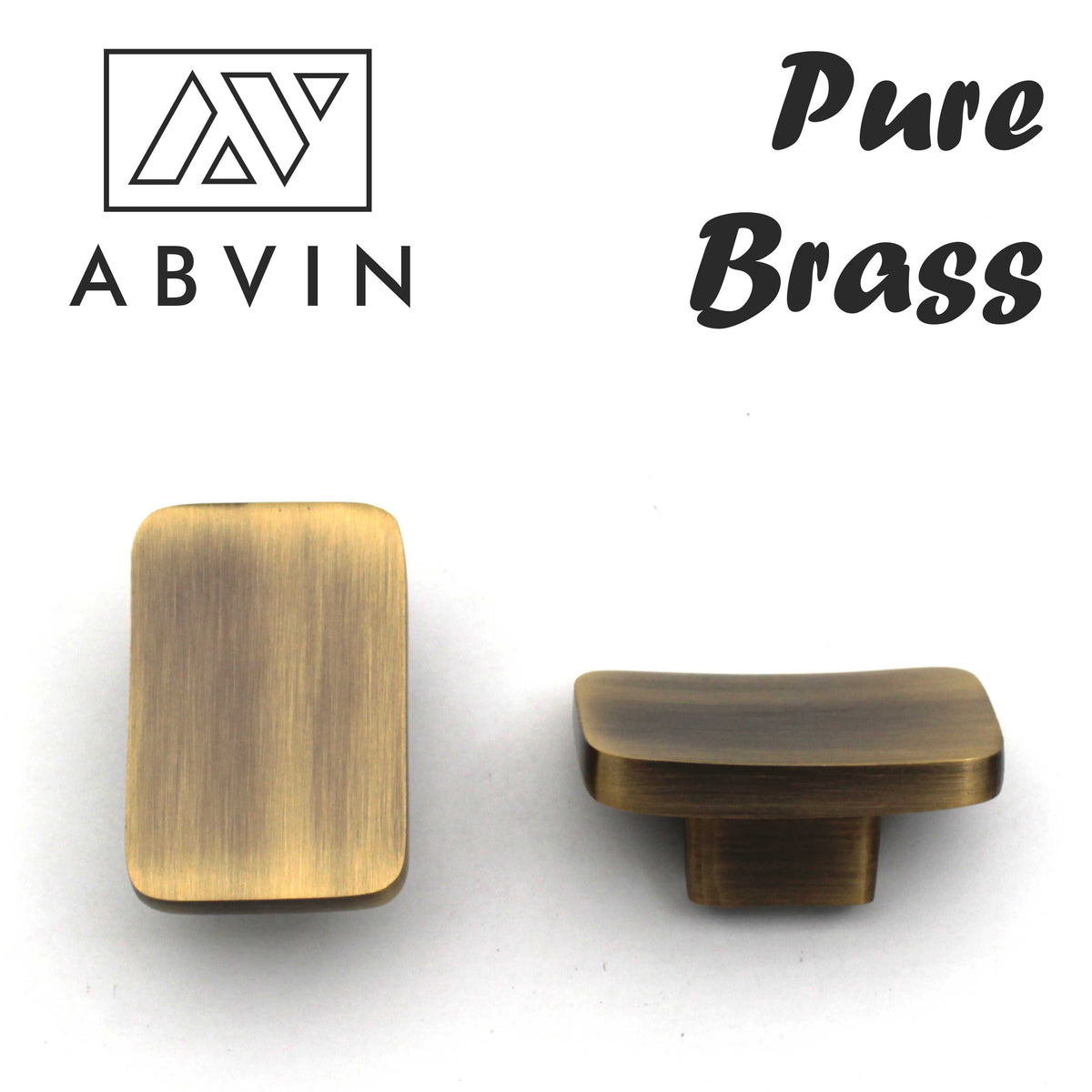 ABVIN Premium Brass Knobs Handles, Rectangle design Furniture Pulls Cabinets Cupboards Drawers knob (1 pcs)