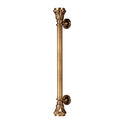 24 inch Taco Matt Antique Brass Door Handle: Ornate Entrance Hardware